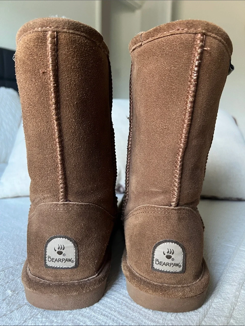 BearPaw Emma Chesnut Suede Short Shearling Boots